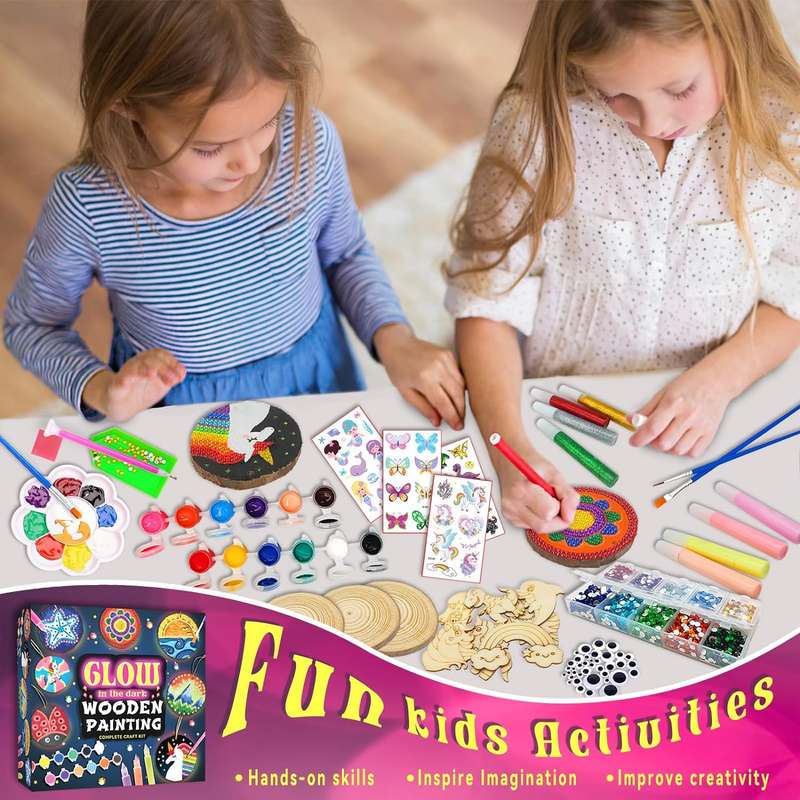 Kids Wooden Painting Kit, Glow in The Dark, Arts & Crafts, Creative Toys
