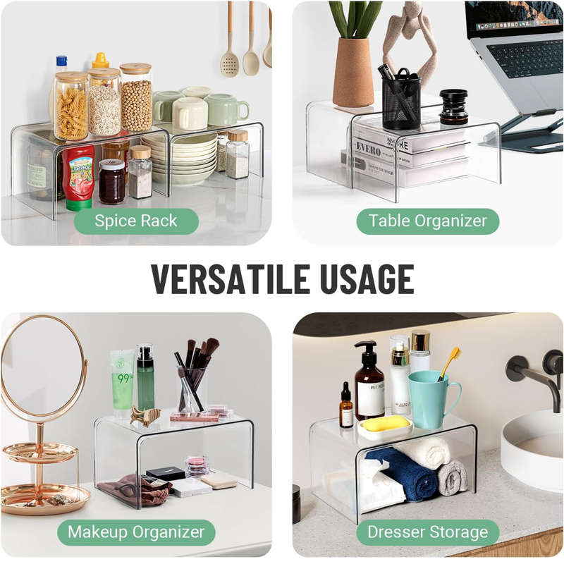 2 Pack Clear Cabinet Organizer, Kitchen Organizers & Storage, Counter Top
