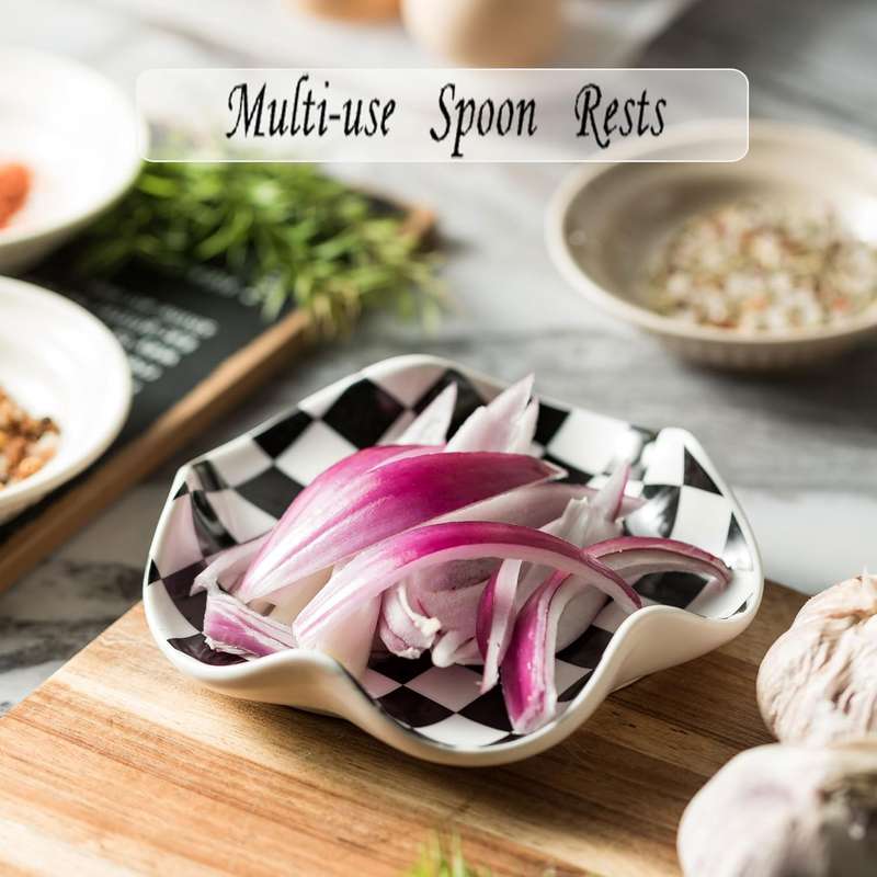 Ceramic Spoon Rest for Stove Top - Spoon Holder Utensil Rest - Black