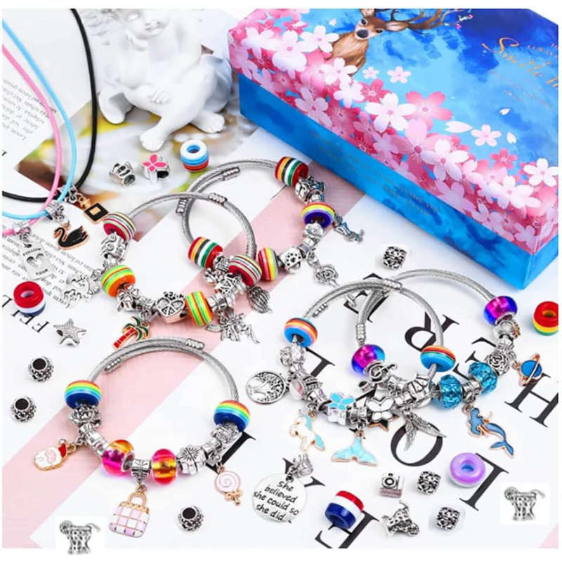 112 Pieces Charms Bracelet Making Kit for Girls, Jewelry Necklace Making Set