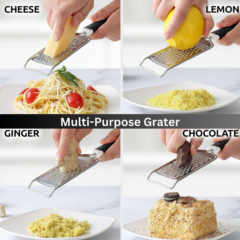 Garlic Press With Studs, Garlic Mincer & Stainless Steel Cheese Grater