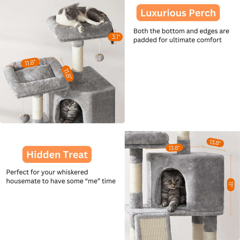 Cat Tower, Cat Tree for Indoor Cats With Scratching Post, 4 Cat Spiral Toys