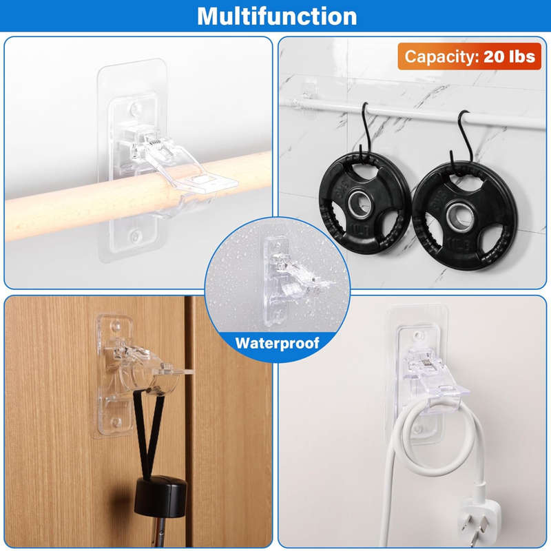 No Drill Needed Curtain Rod Holders, Curtain Hooks, Self Adhesive, Brackets