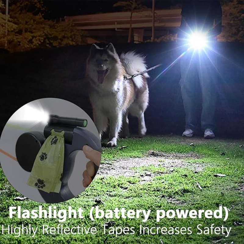 Dual Retractable Dog Leash with LED Light, 3M Leash with 360 Tangle-Free