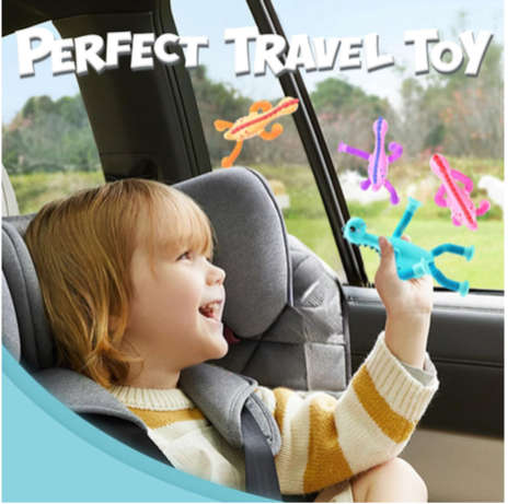 Dinosaur & Giraffe Telescopic Suction Cup Toddler Sensory Toys - 8 Piece