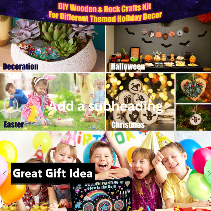 Kids Wooden Painting Kit, Glow in The Dark, Arts & Crafts, Creative Toys