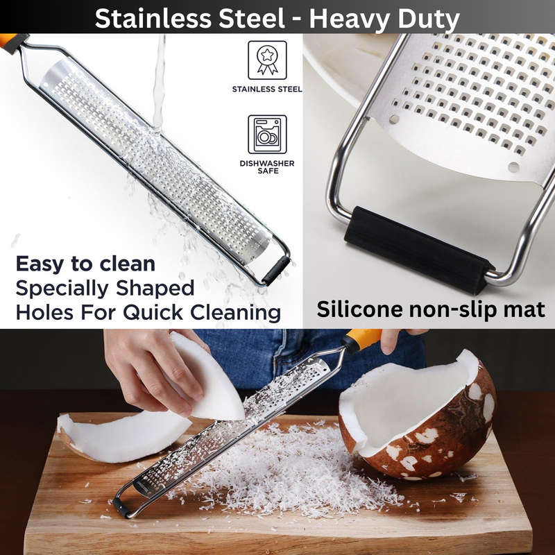 Garlic Press With Studs, Garlic Mincer & Stainless Steel Cheese Grater