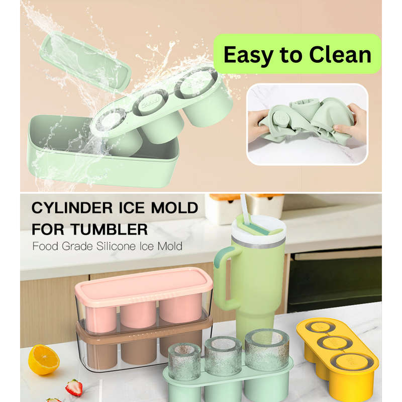 3 Pieces Ice Cube Tray For Tumbler Cup With 3 Cute Hat Shape Straw Covers Cap