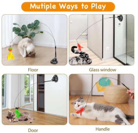 Cat Feather Toys Set, Interactive Toys, Cat Wand Toys, Hanging Cat Toys