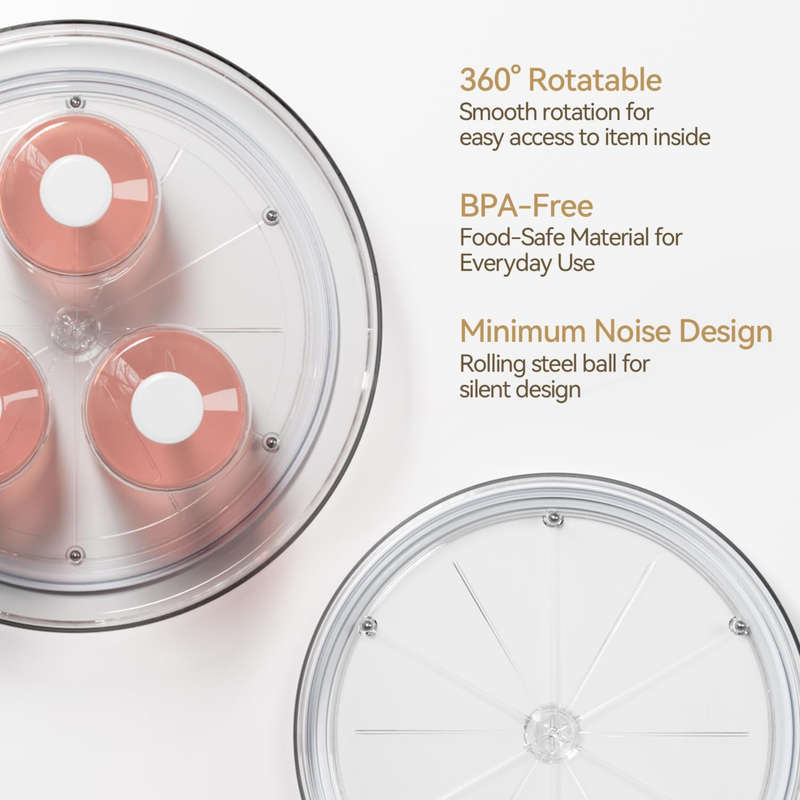 2 Pack Clear Lazy Susan Turntable Organizer for Cabinet, Fridge & Kitchen
