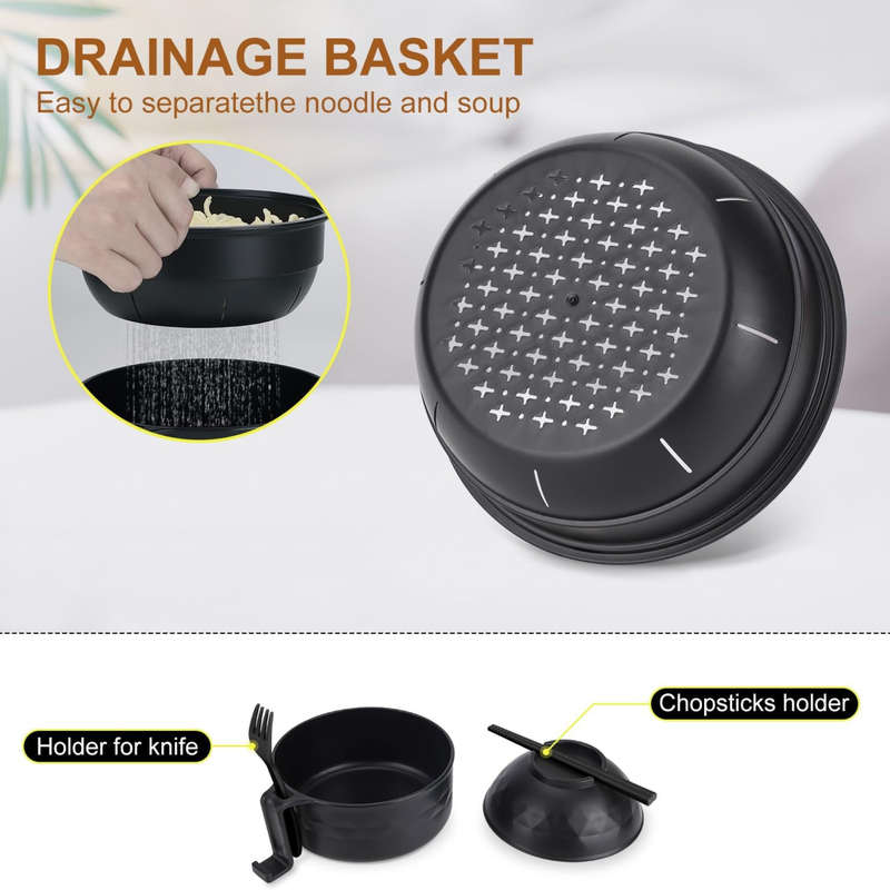 14 Pack Ramen Noodle Bowl & Plates Set, Instant Microwave Bowl, Portable