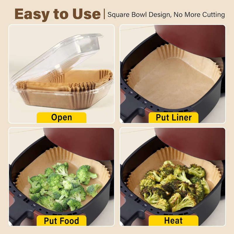 200x Air Fryer Liners Disposable & 12x Reusable Silicone Round Baking Cups
