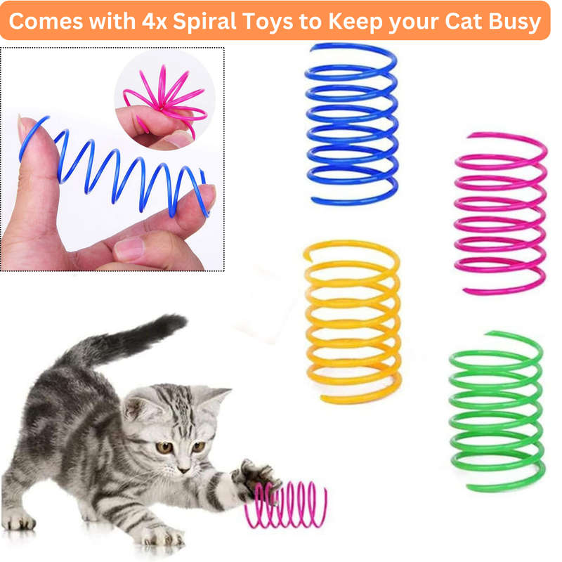 Cat Tower, Cat Tree for Indoor Cats With Scratching Post, 4 Cat Spiral Toys