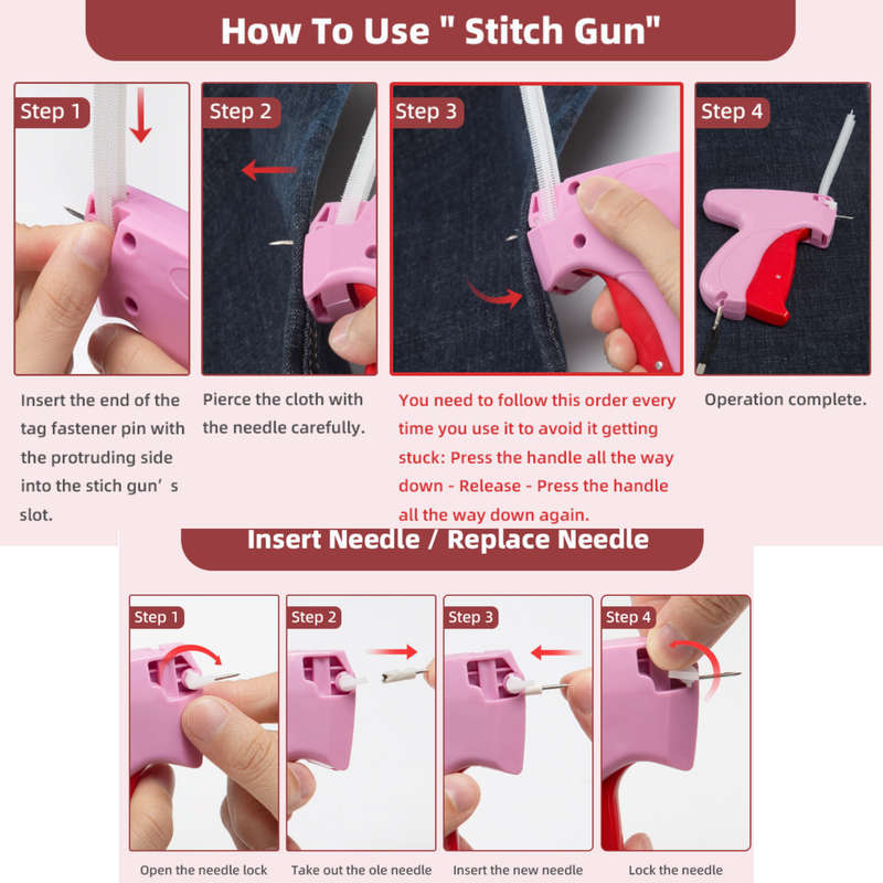Stitch Gun for Clothes With Double Sided 36 Transparent Fashion Tape