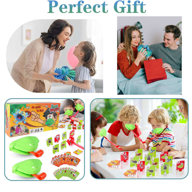 4 Pieces Frog Tongue Fun Game and 3D Colorful Gear Sphere Ball, Party Game