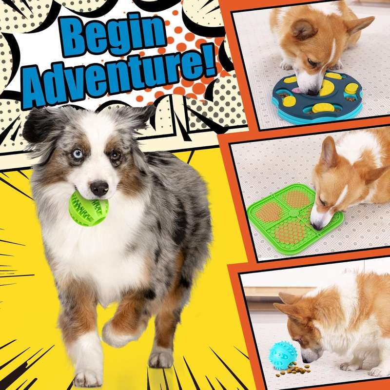 9 Pack Dog Puzzle Toy Set, Dog Enrichment Toys with Lick Mat & Treat Balls