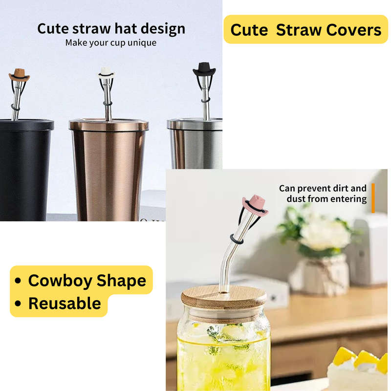 3 Pieces Ice Cube Tray For Tumbler Cup With 3 Cute Hat Shape Straw Covers Cap