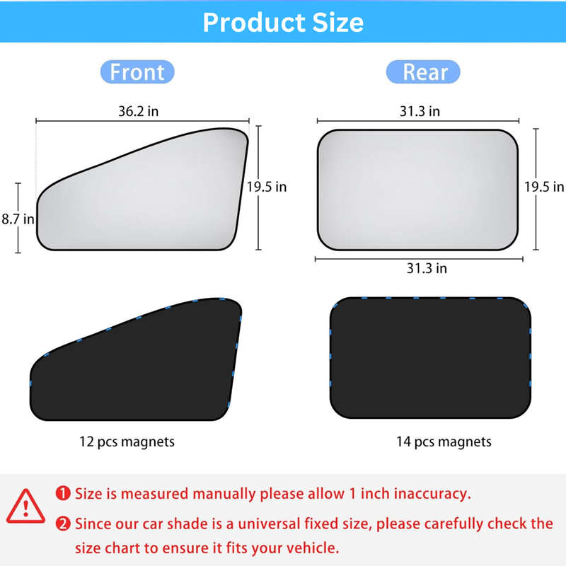 4 Pcs Magnetic Car Window Shades, Car Window Covers, 100% Block Light
