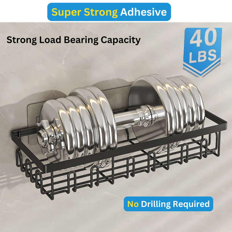 Shower Caddy with Hooks, Bathroom Organizers, Premium Metal, Adhesive - 8 Piece