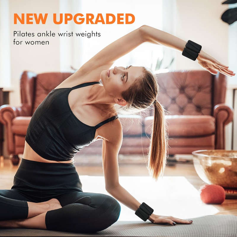 2 Pieces Adjustable Wrist Weights Bands, Ankle Weights for Women & Men