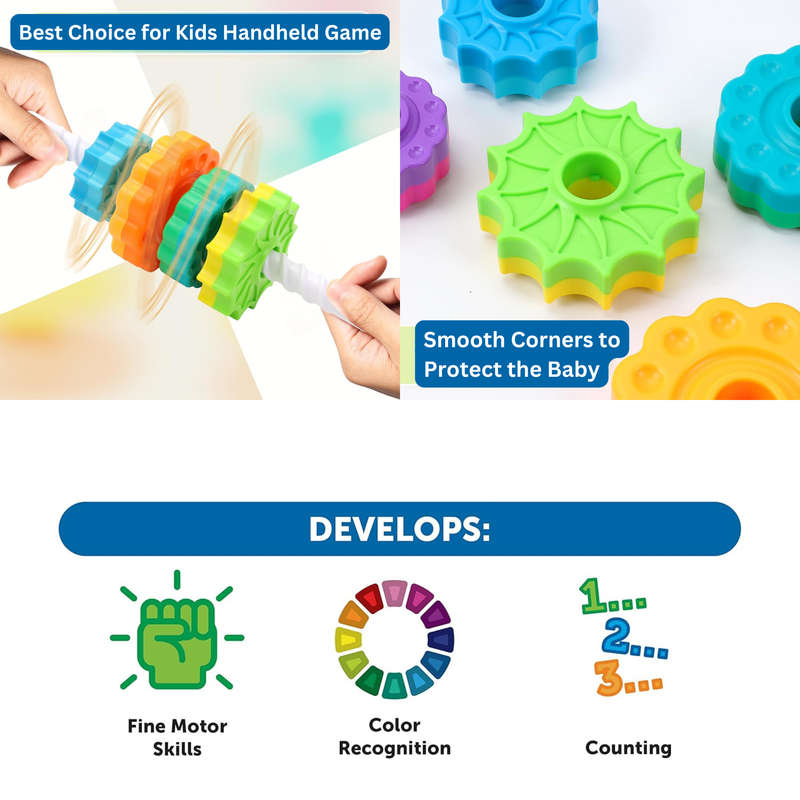 2 Piece Toddler Toys, Fine Motor Hedgehog Toy & Baby Spinning Stacking Toy