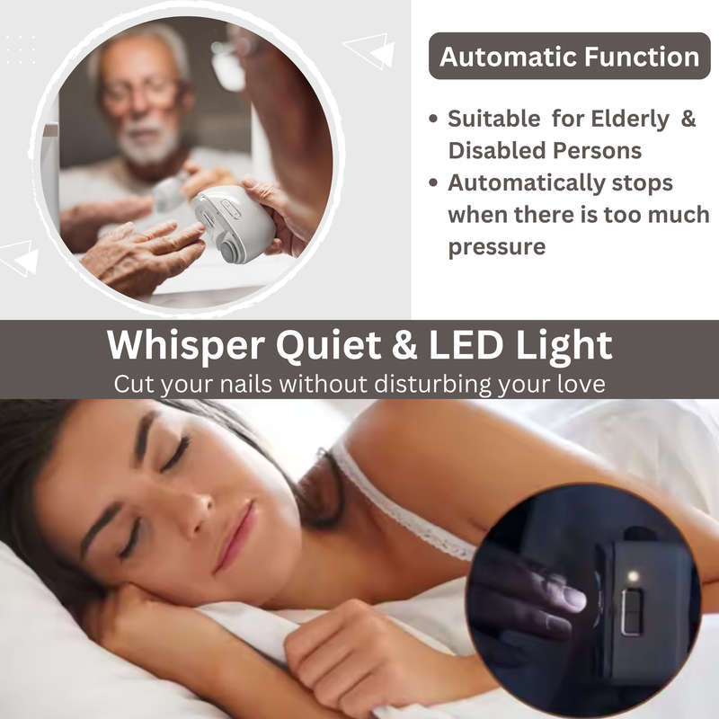 Automatic Electric Nail Clipper with LED Light & Storage, For Kids & Adults