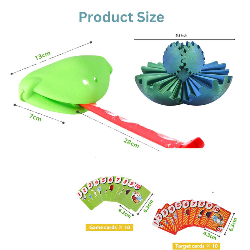 4 Pieces Frog Tongue Fun Game and 3D Colorful Gear Sphere Ball, Party Game