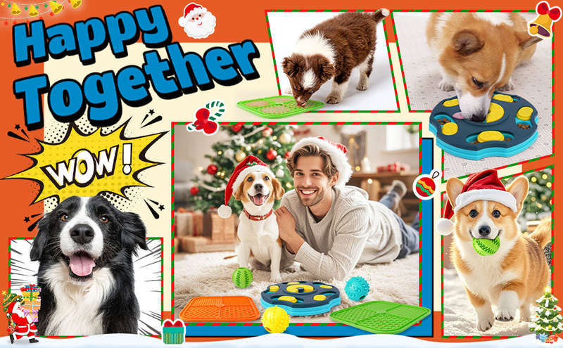 9 Pack Dog Puzzle Toy Set, Dog Enrichment Toys with Lick Mat & Treat Balls