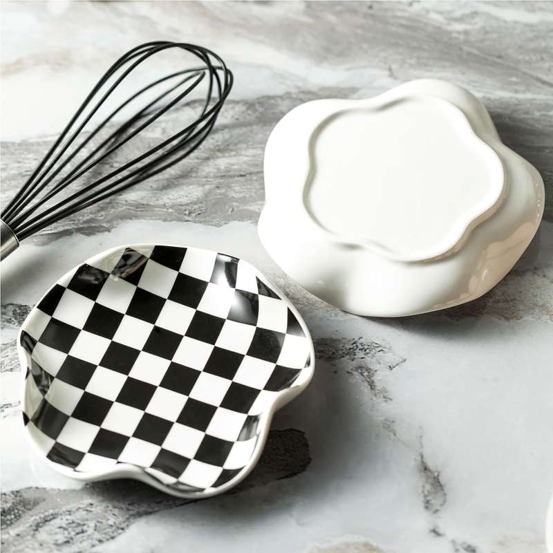 Ceramic Spoon Rest for Stove Top - Spoon Holder Utensil Rest - Black