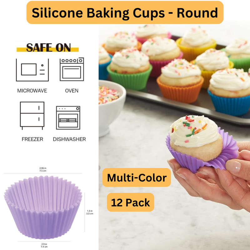 200x Air Fryer Liners Disposable & 12x Reusable Silicone Round Baking Cups
