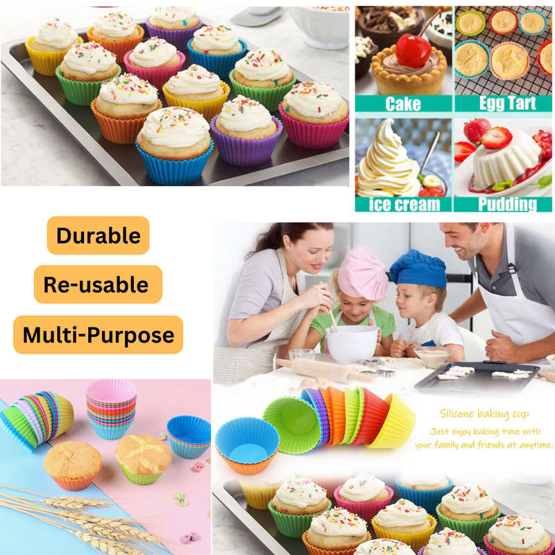 200x Air Fryer Liners Disposable & 12x Reusable Silicone Round Baking Cups