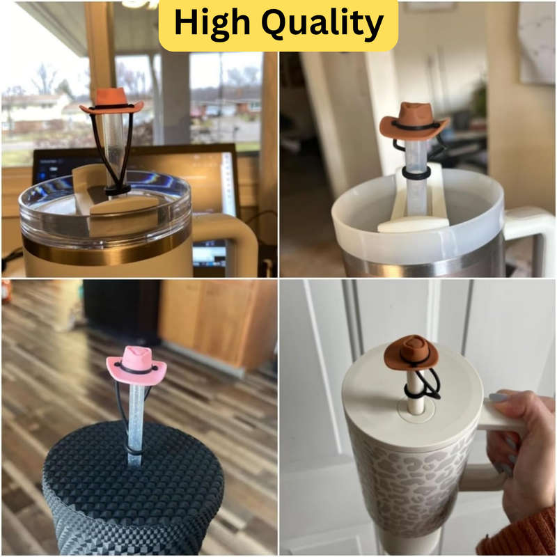 3 Pieces Ice Cube Tray For Tumbler Cup With 3 Cute Hat Shape Straw Covers Cap