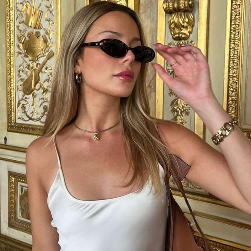 Retro Oval Sunglasses for Women,Girls and Youth, Fashion 90s Vintage Shades - Cat Eyes