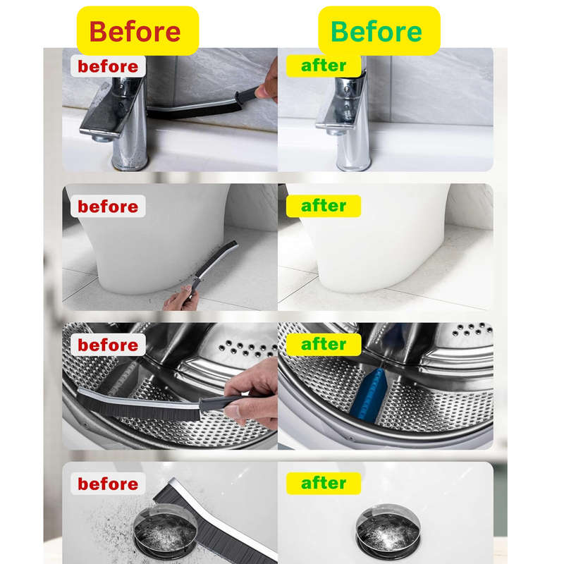 3 Piece Crevice Cleaning Brush, Hard Bristle, Grout Brush, Shower Brush