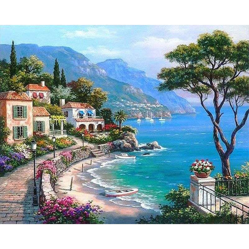 Paint By numbers for Adult - beachfront Framed Canvas