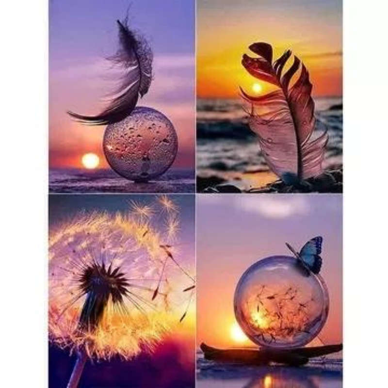 Feather Wishes 5d Diamond painting art-Set of 4