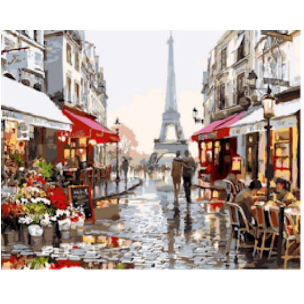 Adult Paint by numbers - Cafe in Paris Framed canvas 50 x 40