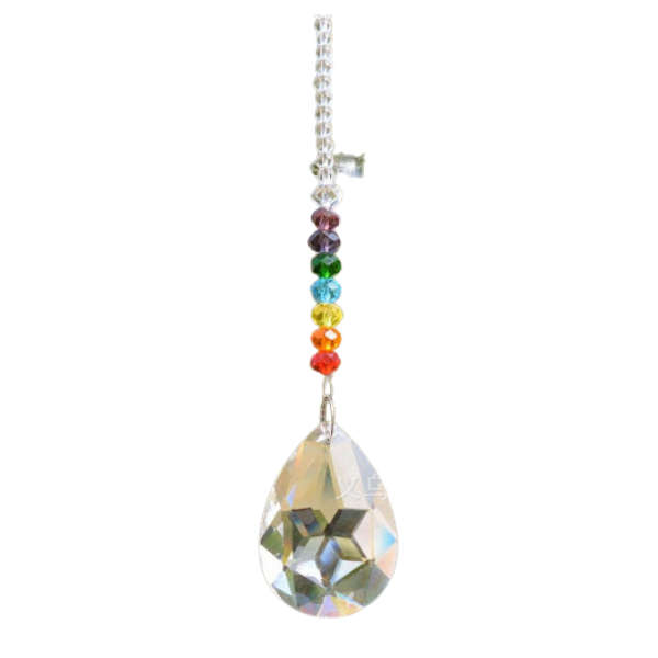 Crystal pendant with rainbow beads