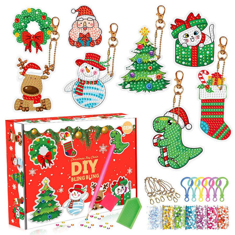 Diamond painting advent Christmas keychain pendant