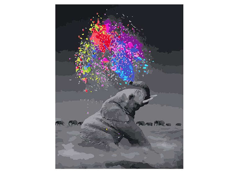 Paint By numbers for Adult - Colourful Elephant Framed