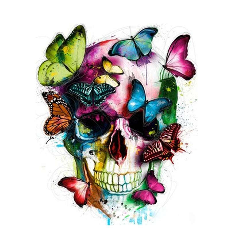 Paint By numbers for Adult - Butterfly Skull Framed Canvas
