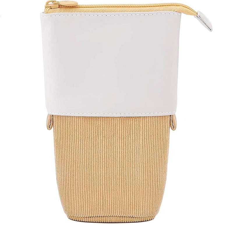 Pop up pencil case - Yellow and white
