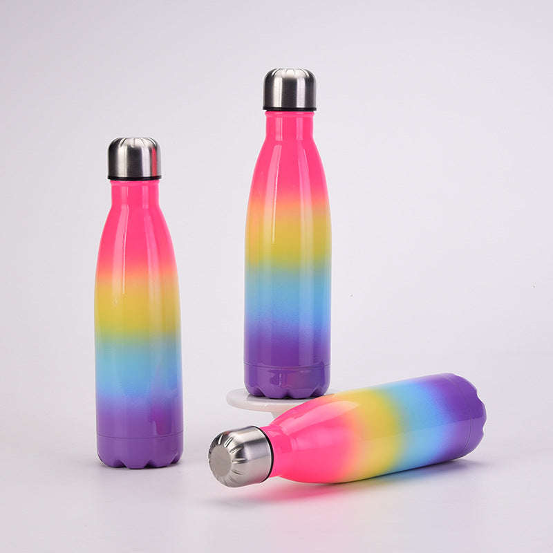 Gradient rainbow 500ml double stainless steel thermos