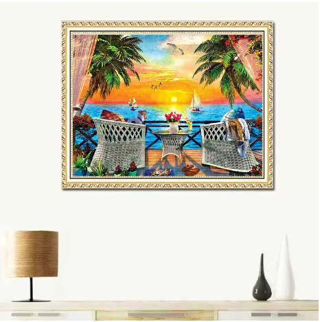 5D Tropical view diamond dot painting  art 40 x 50