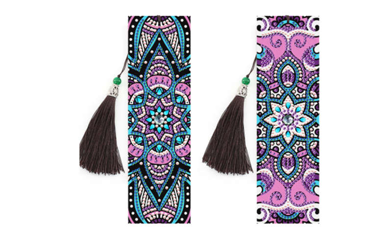 Leatherette Diamond dot bookmarks  set of 2 Purple patterns