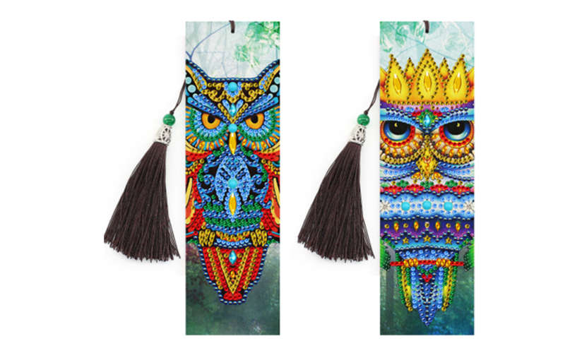Leatherette Diamond dot bookmarks  set of 2 Owls