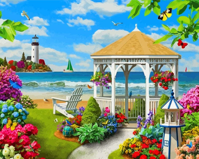 Sea view Garden diamond dot art 50 x 67