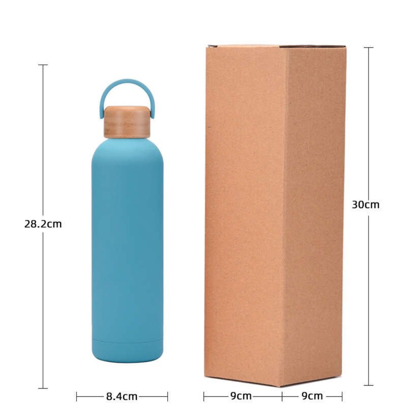 1L bamboo double wall water bottle-Blue