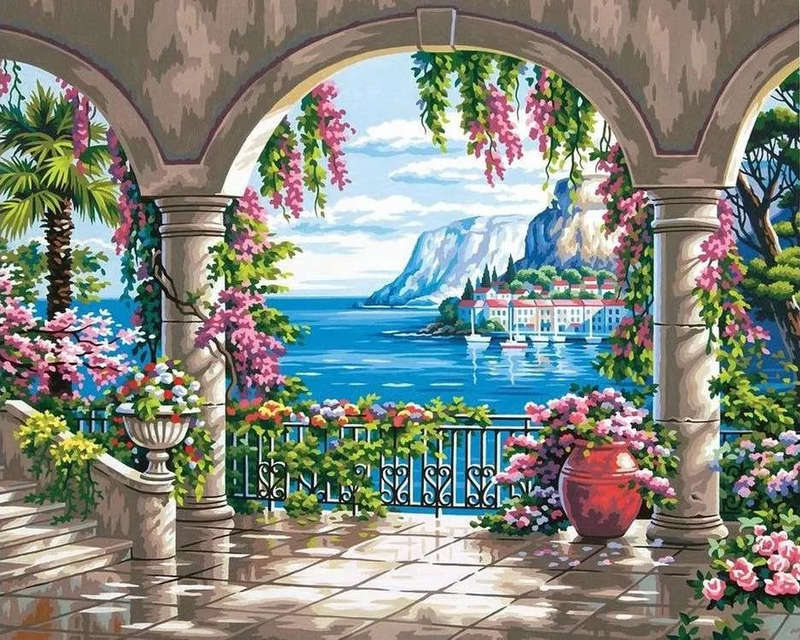 Paint By numbers for Adult - Mediterranean Arches