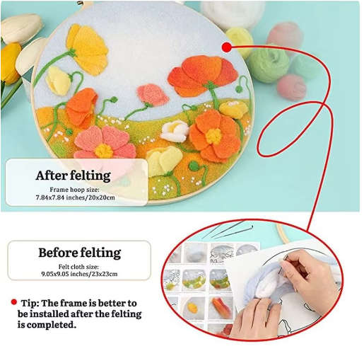 DIY Wool Painting Embroidery Flower Frame